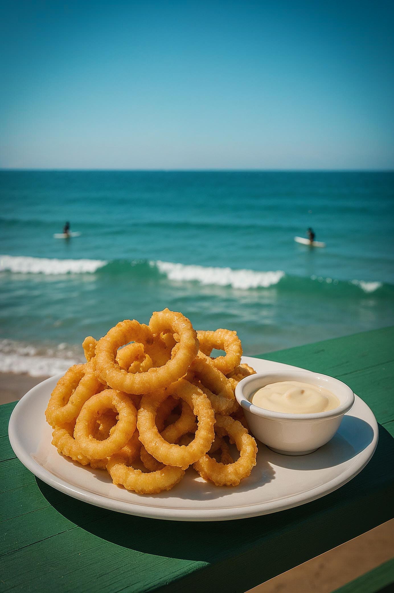 Rabas de calamar servidas en La Molona Bar, el restaurante de Camping Mola en Loredo, Cantabria.