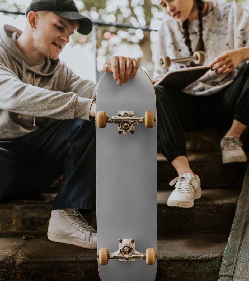 Skateboard png mockup transparent, customizable sport product